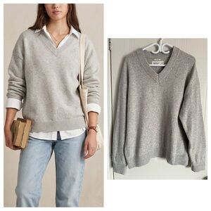 Abercrombie Dad V-Neck Sweater Gray Academia Preppy Oversized M